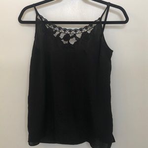 Spaghetti strap black top with floral design